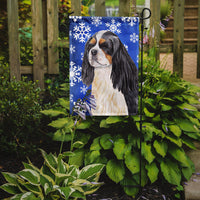 Cavalier Spaniel Winter Snowflakes Holiday Flag Garden Size