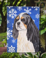 Cavalier Spaniel Winter Snowflakes Holiday Flag Garden Size