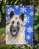 Belgian Tervuren Winter Snowflakes Holiday Flag Garden Size