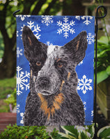 Australian Cattle Dog Winter Snowflakes Holiday Flag Garden Size