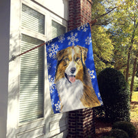 Australian Shepherd Winter Snowflakes Holiday Flag Canvas House Size