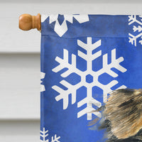 Australian Shepherd Winter Snowflakes Holiday Flag Canvas House Size