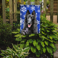 Belgian Sheepdog Winter Snowflakes Holiday Flag Garden Size