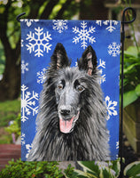 Belgian Sheepdog Winter Snowflakes Holiday Flag Garden Size