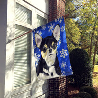 Chihuahua Winter Snowflakes Holiday Flag Canvas House Size