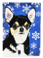 Chihuahua Winter Snowflakes Holiday Flag Garden Size