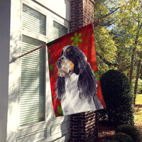 Springer Spaniel Red  Green Snowflakes Holiday Christmas Flag Canvas House Size