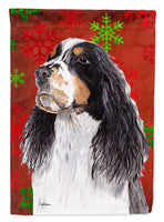 Springer Spaniel Red  Green Snowflakes Holiday Christmas Flag Canvas House Size