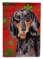 Dachshund Red Green Snowflake Holiday Christmas Flag Canvas House Size