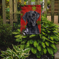 Labrador Red and Green Snowflakes Holiday Christmas Flag Garden Size