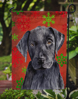 Labrador Red and Green Snowflakes Holiday Christmas Flag Garden Size