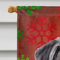 Pug Red and Green Snowflakes Holiday Christmas Flag Canvas House Size