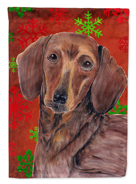 Dachshund Red Green Snowflake Holiday Christmas Flag Canvas House Size