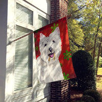 Westie Red and Green Snowflakes Holiday Christmas Flag Canvas House Size