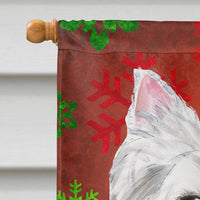 Westie Red and Green Snowflakes Holiday Christmas Flag Canvas House Size