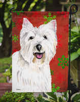 Westie Red and Green Snowflakes Holiday Christmas Flag Garden Size