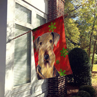 Airedale Red Green Snowflakes Christmas Flag Canvas House Size