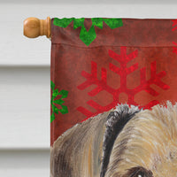 Airedale Red Green Snowflakes Christmas Flag Canvas House Size