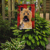 Cairn Terrier Red and Green Snowflakes Holiday Christmas Flag Garden Size