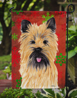 Cairn Terrier Red and Green Snowflakes Holiday Christmas Flag Garden Size