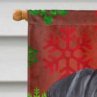 Doberman Red and Green Snowflakes Holiday Christmas Flag Canvas House Size