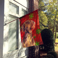 Vizsla Red and Green Snowflakes Holiday Christmas Flag Canvas House Size