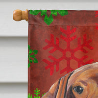 Vizsla Red and Green Snowflakes Holiday Christmas Flag Canvas House Size