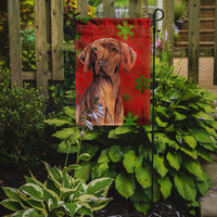 Vizsla Red and Green Snowflakes Holiday Christmas Flag Garden Size