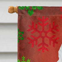 American Eskimo Red  Green Snowflakes Holiday Christmas Flag Canvas House Size