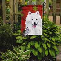 American Eskimo Red and Green Snowflakes Holiday Christmas Flag Garden Size