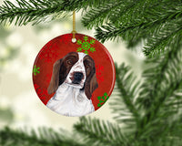 Welsh Springer Spaniel Red Snowflakes Holiday Christmas Ceramic Ornament SC9420