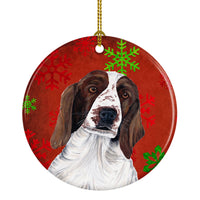 Welsh Springer Spaniel Red Snowflakes Holiday Christmas Ceramic Ornament SC9420