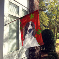 Welsh Springer Spaniel Red  Green Snowflakes Holiday Christmas Flag  House Size