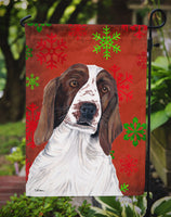 Welsh Springer Spaniel Red  Green Snowflakes Holiday Christmas Flag Garden Size