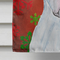 Pit Bull Red and Green Snowflakes Holiday Christmas Flag Canvas House Size