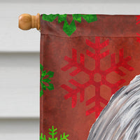 Shih Tzu Red and Green Snowflakes Holiday Christmas Flag Canvas House Size