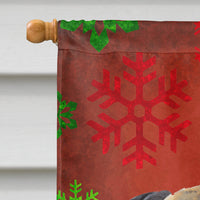 Mastiff Red and Green Snowflakes Holiday Christmas Flag Canvas House Size