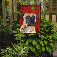 Mastiff Red and Green Snowflakes Holiday Christmas Flag Garden Size