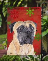 Mastiff Red and Green Snowflakes Holiday Christmas Flag Garden Size