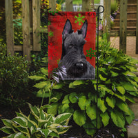 Scottish Terrier Red and Green Snowflakes Holiday Christmas Flag Garden Size