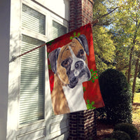 Boxer Red and Green Snowflakes Holiday Christmas Flag Canvas House Size