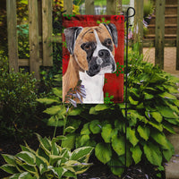 Boxer Red and Green Snowflakes Holiday Christmas Flag Garden Size