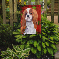 Cavalier Spaniel Red and Green Snowflakes Holiday Christmas Flag Garden Size