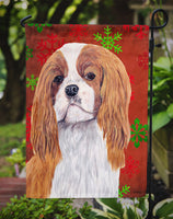 Cavalier Spaniel Red and Green Snowflakes Holiday Christmas Flag Garden Size