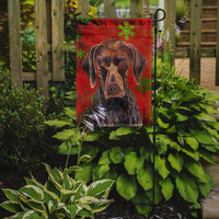 German Shorthaired Pointer Red  Snowflakes Holiday Christmas Flag Garden Size