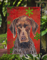 German Shorthaired Pointer Red  Snowflakes Holiday Christmas Flag Garden Size