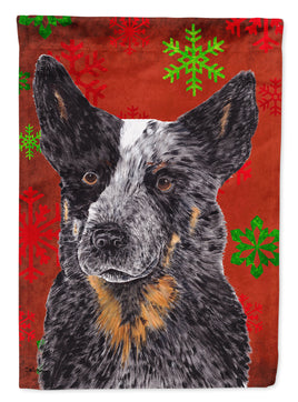 Australian Cattle Dog Red Green Snowflakes Christmas Flag Garden Size