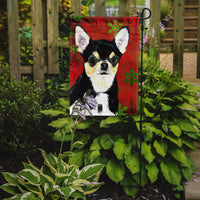 Chihuahua Red and Green Snowflakes Holiday Christmas Flag Garden Size