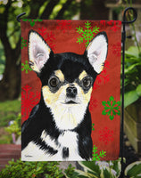 Chihuahua Red and Green Snowflakes Holiday Christmas Flag Garden Size