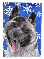 Akita Winter Snowflakes Holiday Flag Canvas House Size SC9481CHF